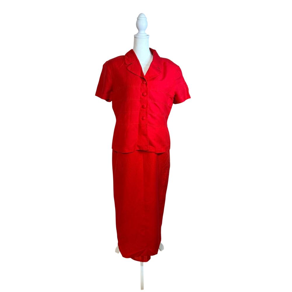 Vintage Jessica Howard Dress Set Hot Pink 2 Piece Set Sz 12 Church Business